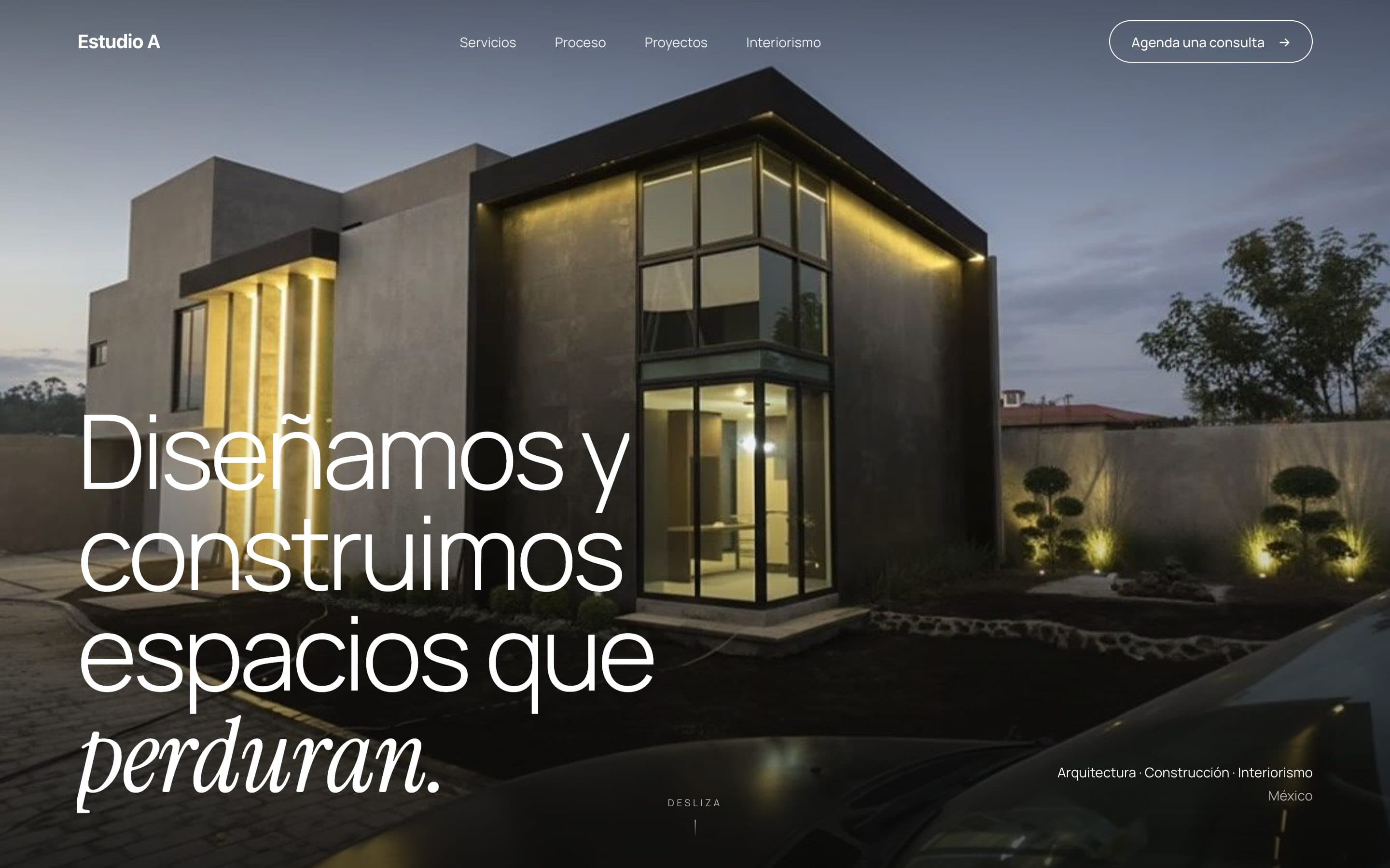 Concepto de página web para arquitectura residencial